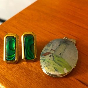 sea green studs + lighthouse locket pendant 🌊